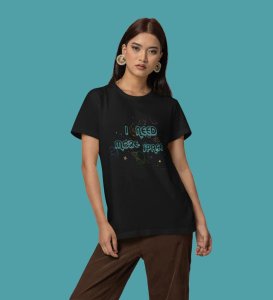 Universe Within: I Need More Space Graphic Printed Black T-Shirt