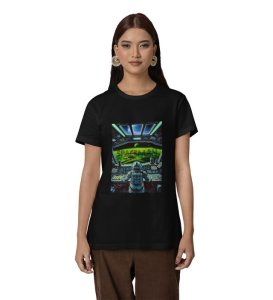 Infinite Float: Spaceman Graphic Printed Black T-Shirt