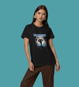 Parallel Drift: Dimension Graphic Printed Black T-Shirt