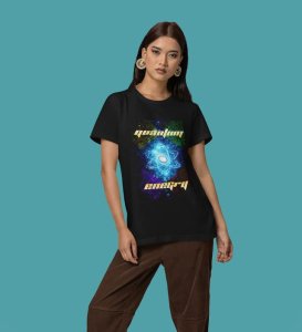 Mystic Motion: Quantum Energy Graphic Printed Black T-Shirt