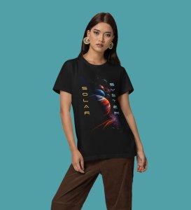Rotations of Reality: Solar System Graphic Printed Black T-Shirt