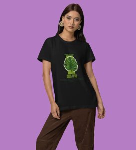 Flutter to My Aura: Graphic Printed Black T-Shirt