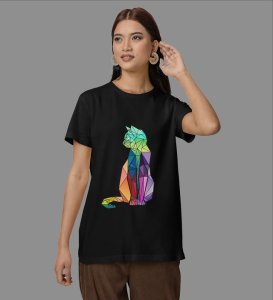 Mystic Meow Prism: Graphic Printed Black T-Shirt