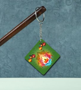 Good Vibes This Festival Diwali Slogan Printed Square Keychain