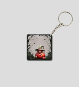Mystic Halloween Night with Pumpkin Spirit Printed Keychain Pack of 2