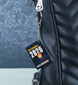Illuminated Sky Lanterns Design Encouraging You to Step Forward into 2026 with Utmost Confidence Printed Keychain Pack of 2.