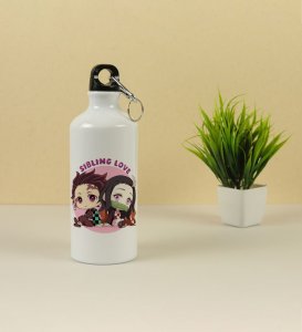 Sweet Sibling Bond in Chibi Art Aluminium Printed Sipper Bottle 600ml